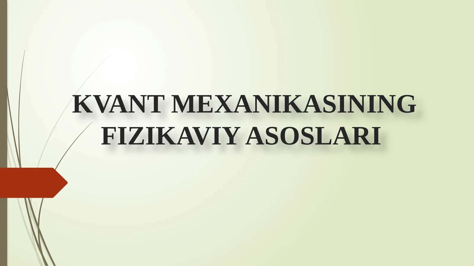 KVANT MEXANIKASINING FIZIKAVIY ASOSLARI