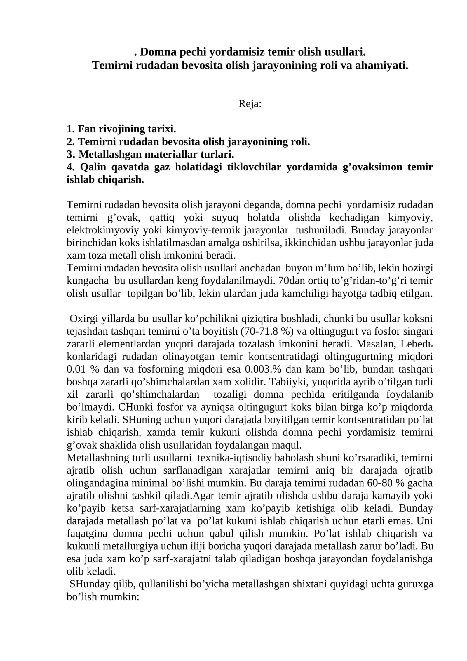 Domnа pеchi yordаmisiz tеmir olish usullаri