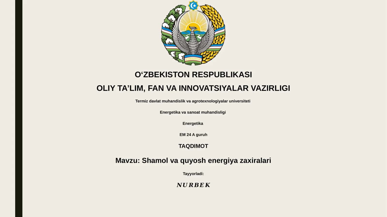 Shamol va quyosh energiya zaxiralari