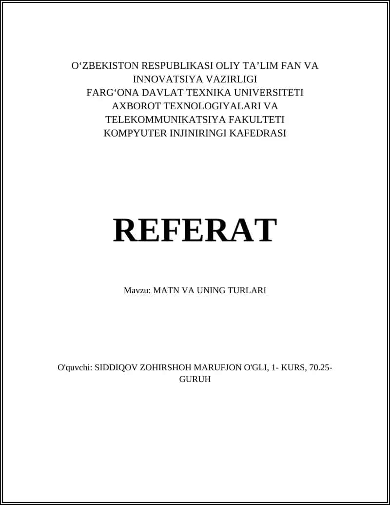 MATN VA UNING TURLARI