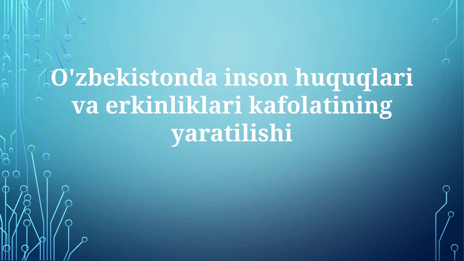 O'zbekiston daxon huquqlari va erkinliklari kafolatining yaratilishi