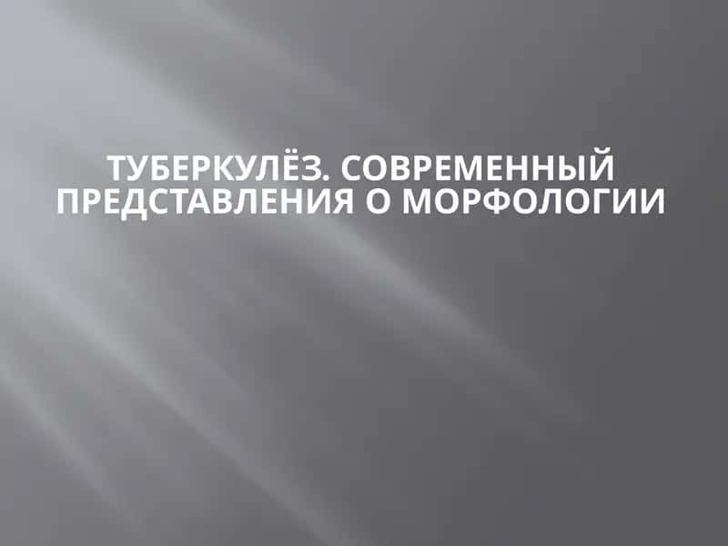 Туберкулез. Современный представления о морфологии