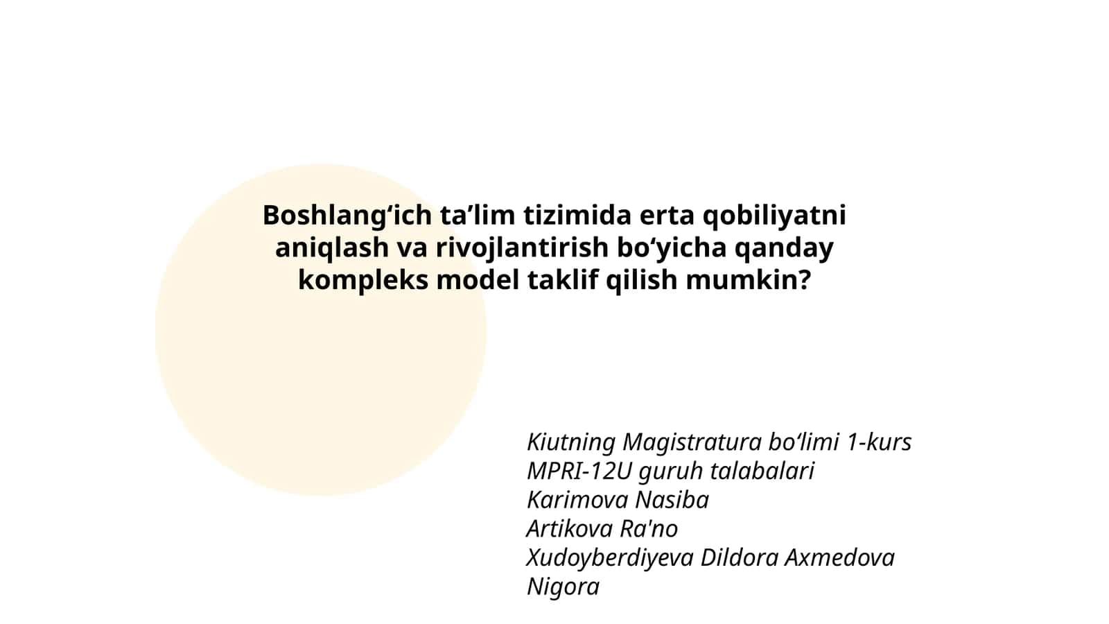 erta qobiliyatni aniqlash va rivojlantirish kompleks modeli