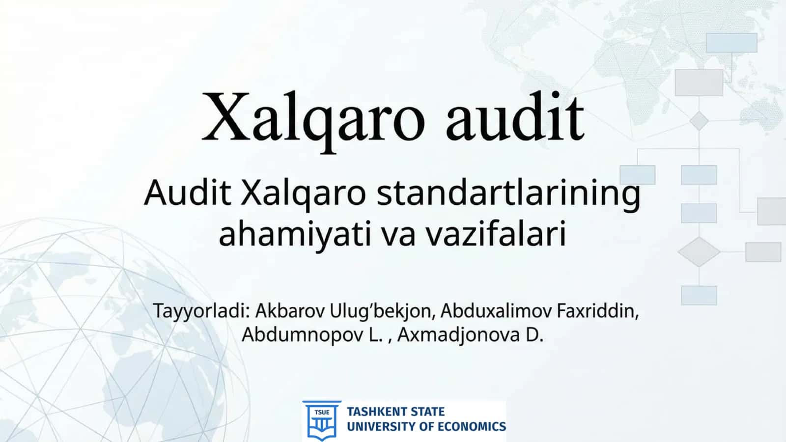 Auditning xalqaro standartlari (ISA) tushunchasi