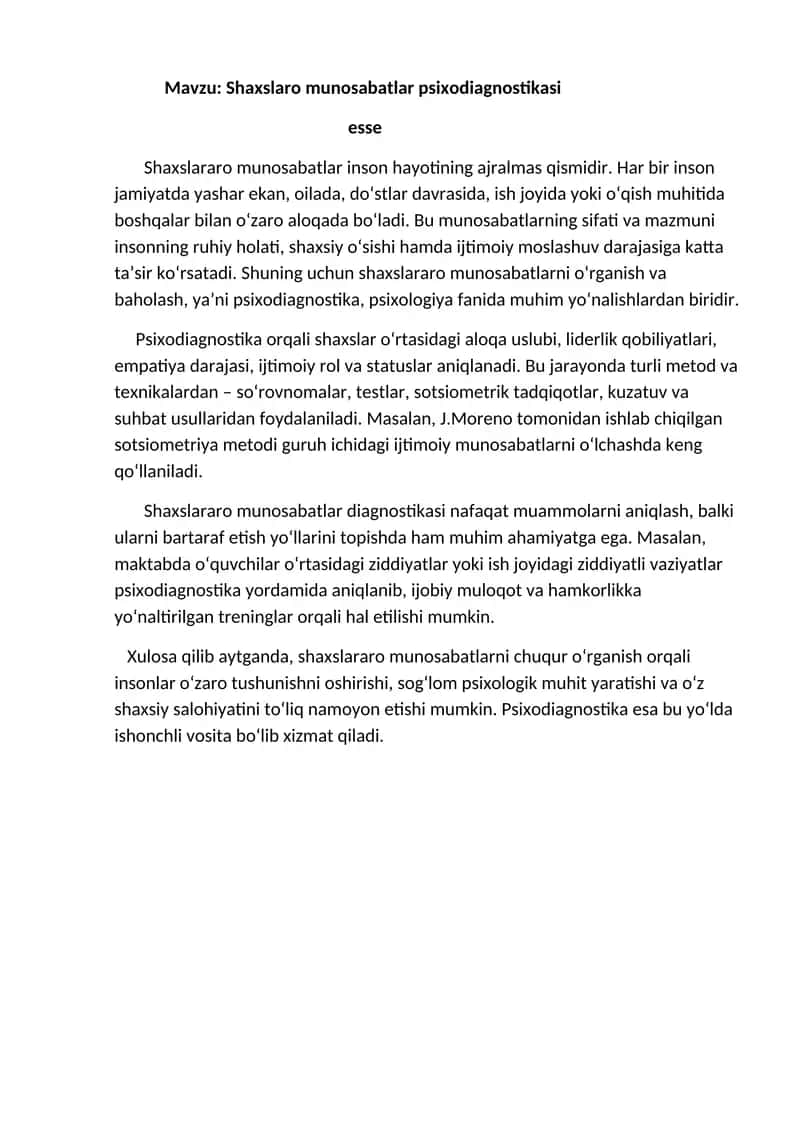Shaxslaro munosabatlar psixodiagnostikasi