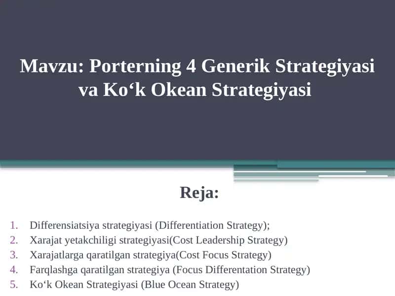 Porterning Genrik Strategiyalari