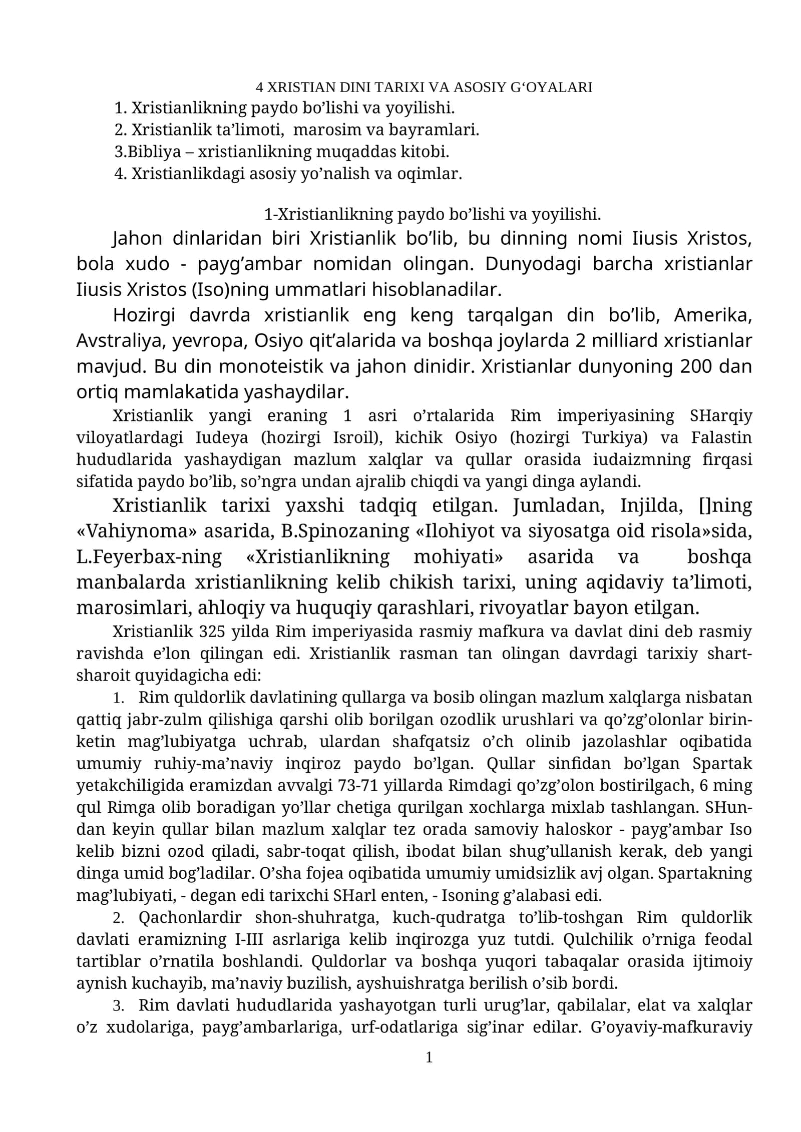 4 XRISTIAN DINI TARIXI VA ASOSIY G‘OYALARI