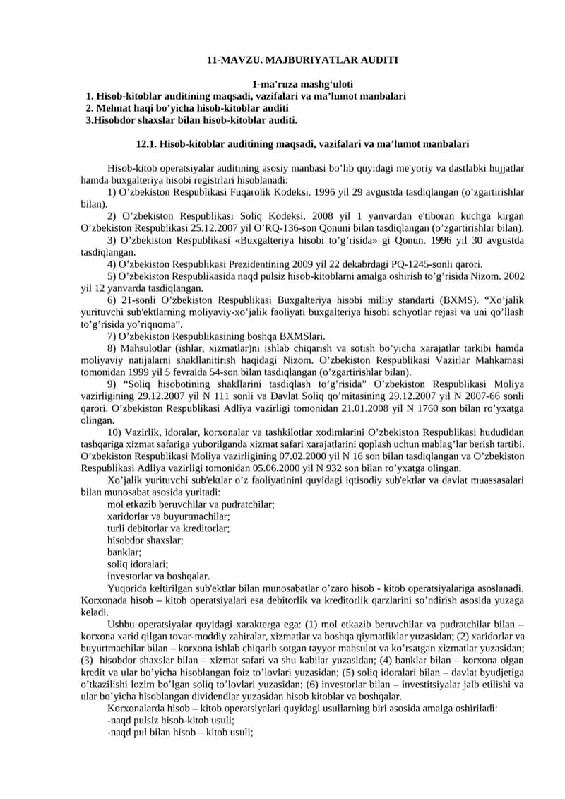 MAJBURIYATLAR AUDITI
