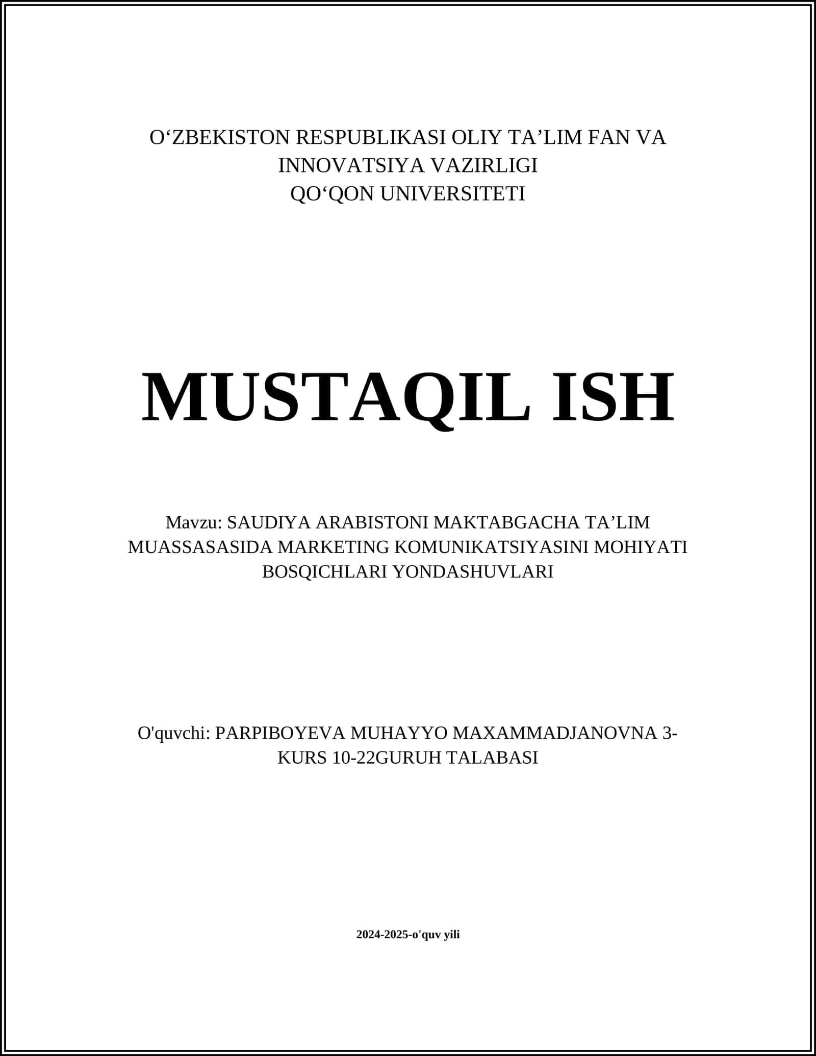 MARKETING KOMUNIKATSIYASINI MOHIYATI BOSQICHLARI YONDASHUVLARI