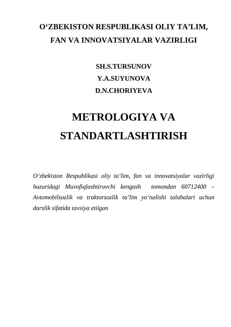 Metrologiya va standartlashtirish
