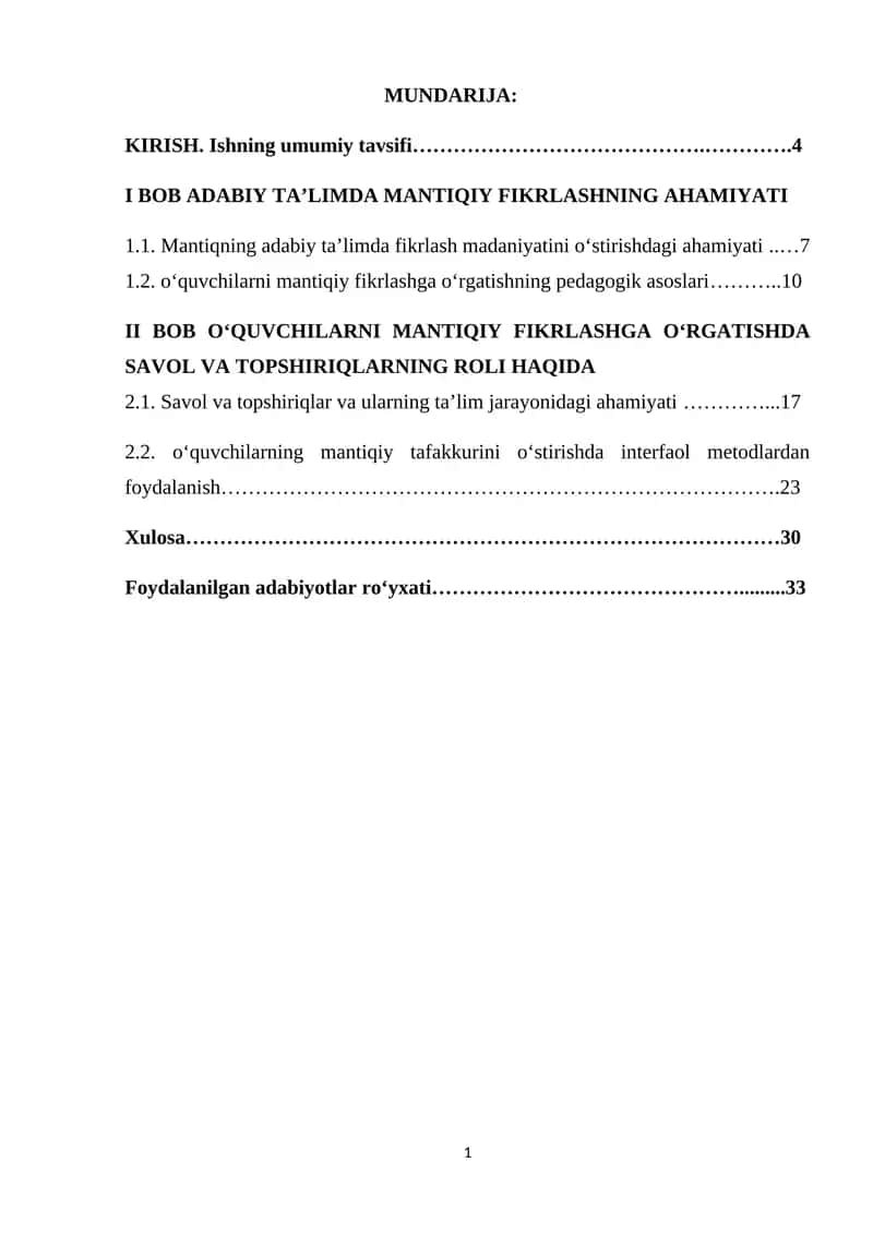 O'quvchilarni mantiqiy fikrlashni o'rgatishda savol va topshiriqlarning ahamiyati