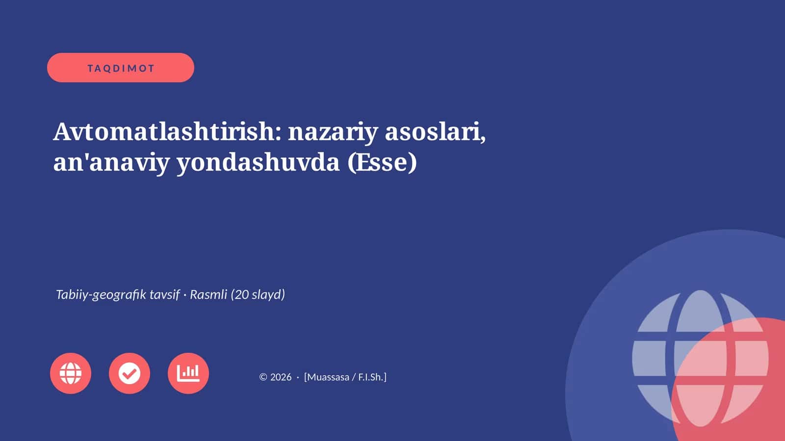 Avtomatlashtirish: nazariy asoslari, an'anaviy yondashuvda (Esse)