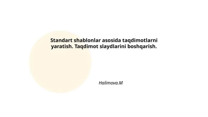 Standart shablonlar bilan ishlash
