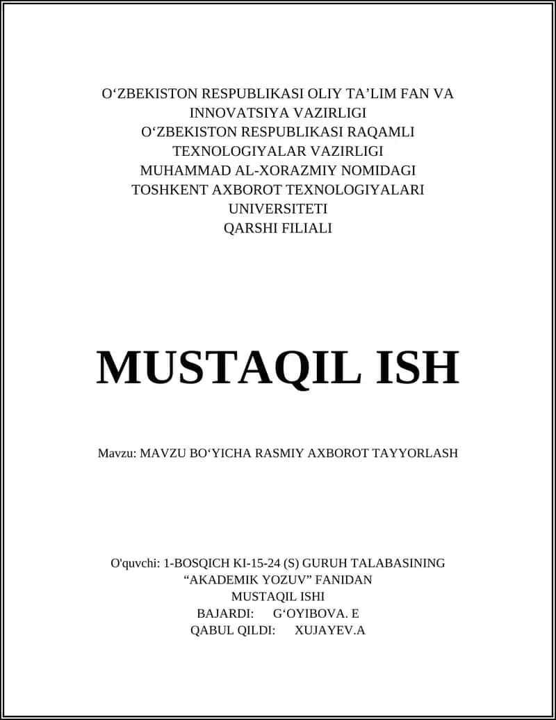 Rasman axborot va uning turlari