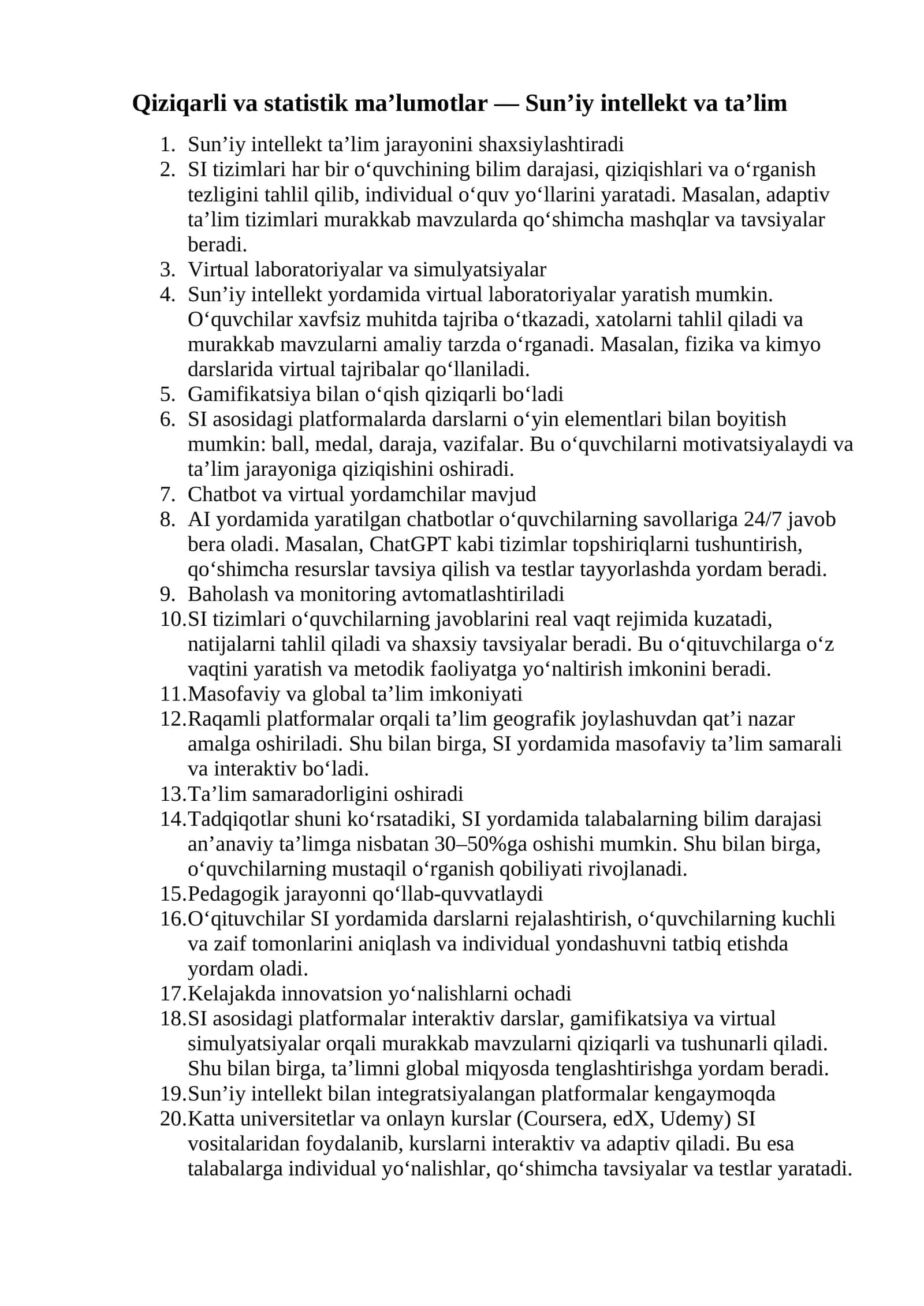Sun’iy intellekt va ta’lim