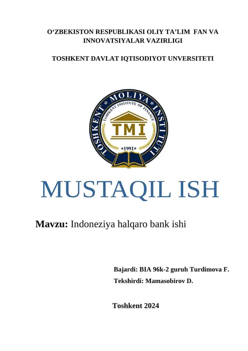 Indoneziya halqaro bank ishi