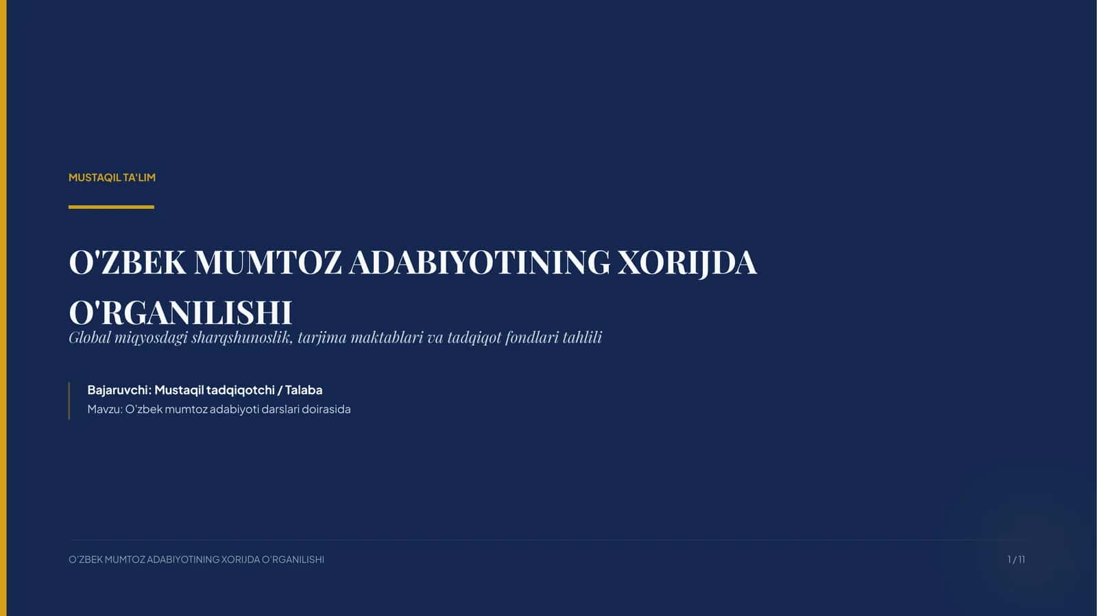 O'zbek mumtoz adabiyotining xorijda o'rganilishi