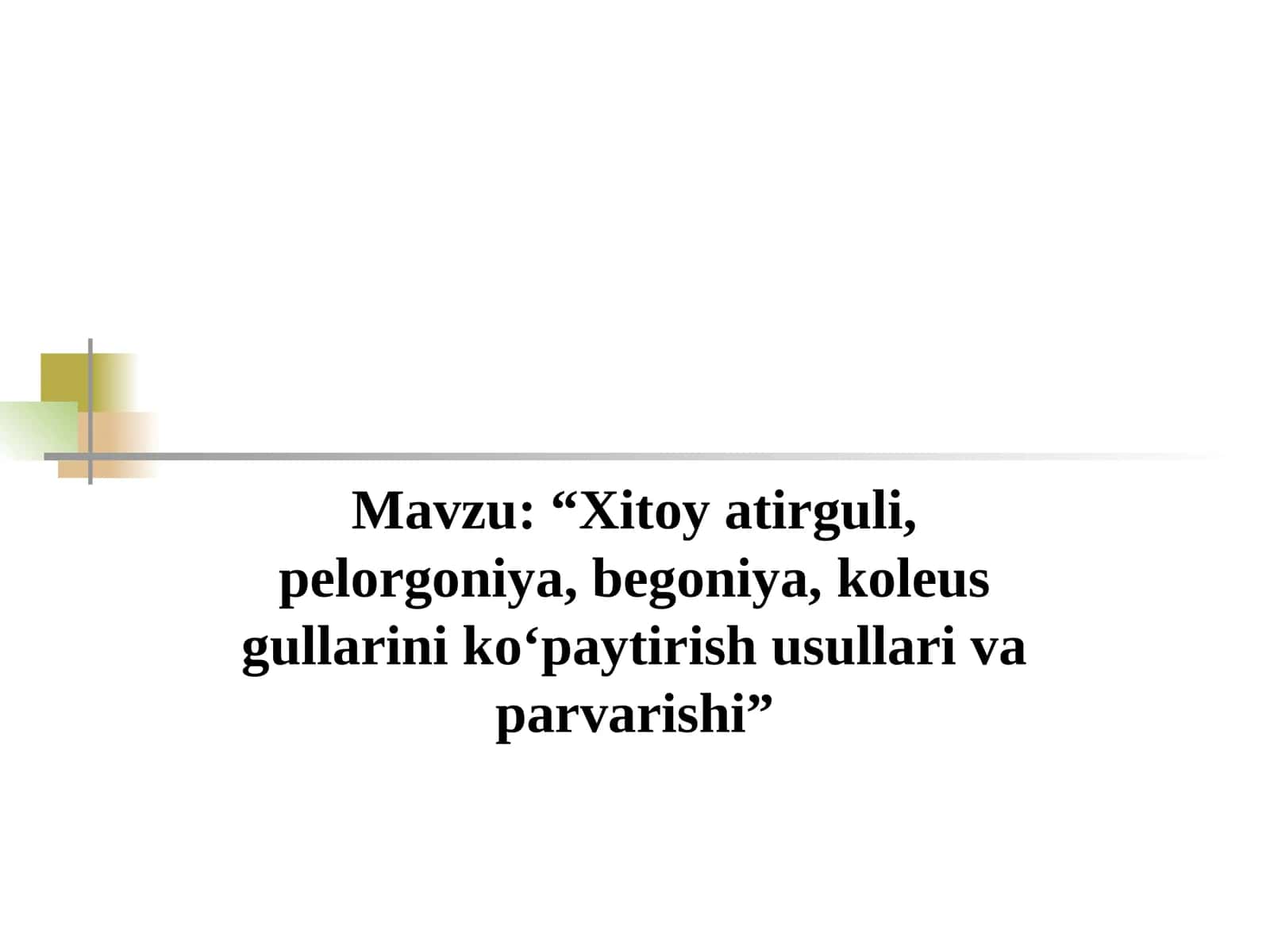 Xitoy atirguli, pelorgoniya, begoniya, koleus gullarini koʻpaytirish usullari va parvarishi