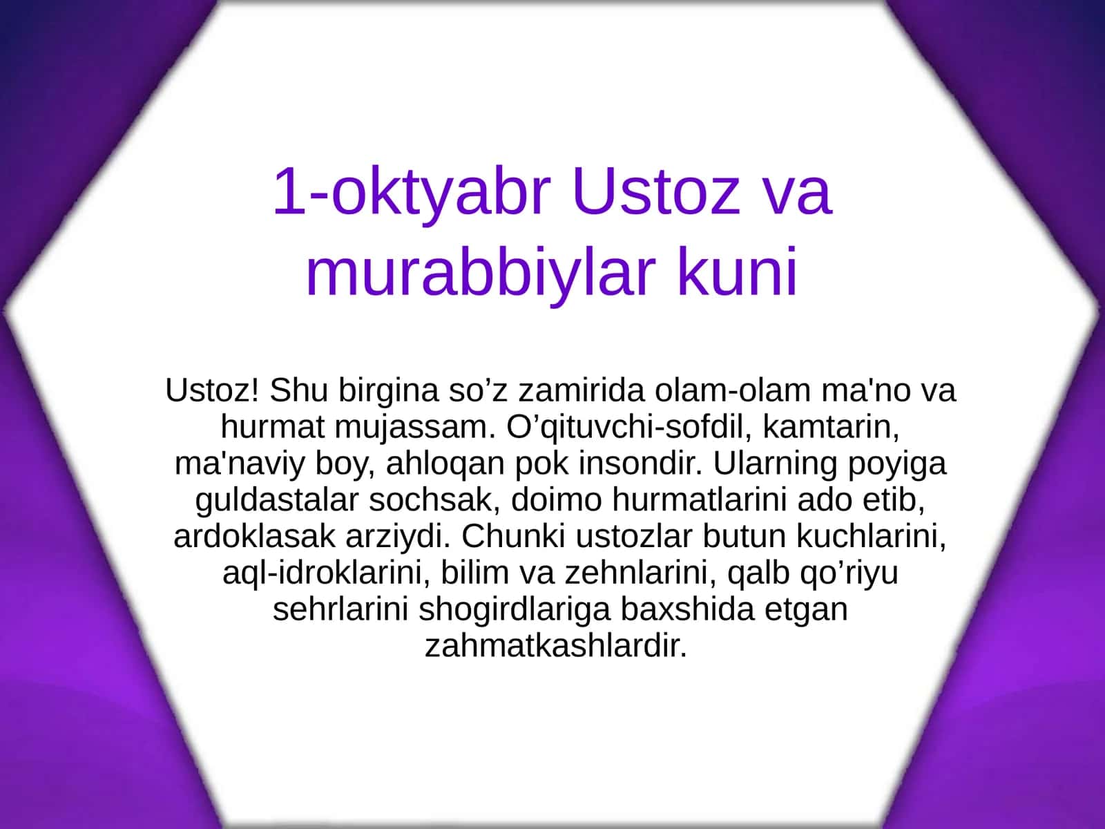 1-oktyabr Ustoz va murabbiylar kuni