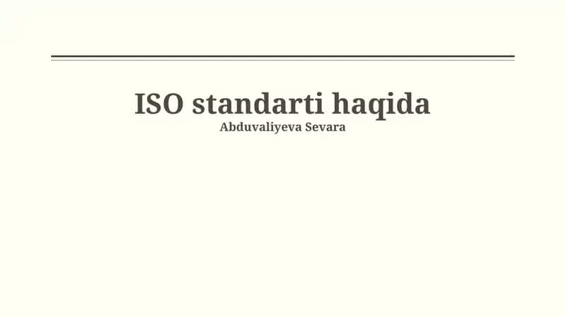 ISO standartlariga muvofiqlik va sertifikatlash