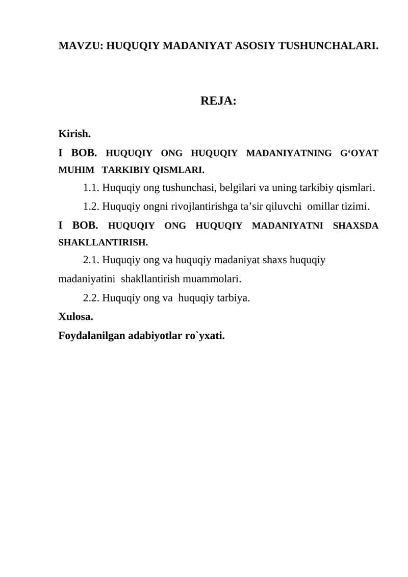 HUQUQIY MADANIYAT ASOSIY TUSHUNCHALARI