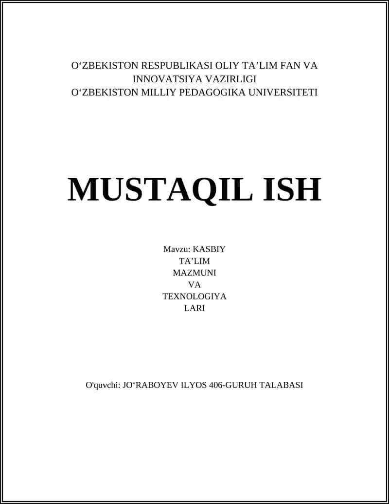 KASBIY TA’LIM