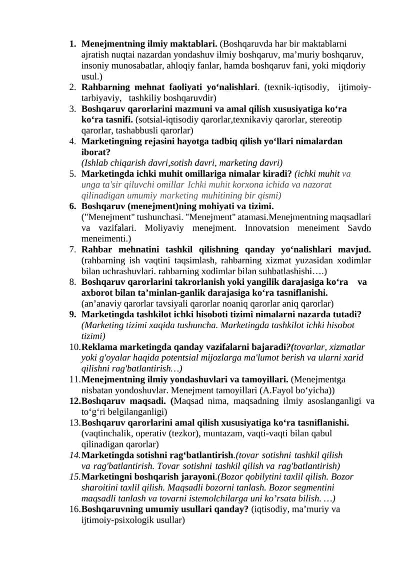 Boshqaruv (menejment)ning mohiyati va tizimi