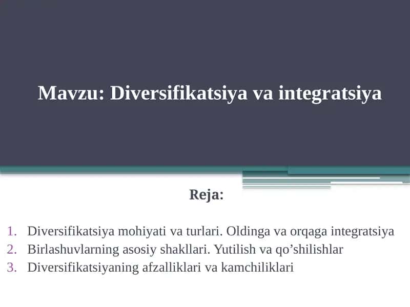 Diversifikatsiyavaintegratsiya