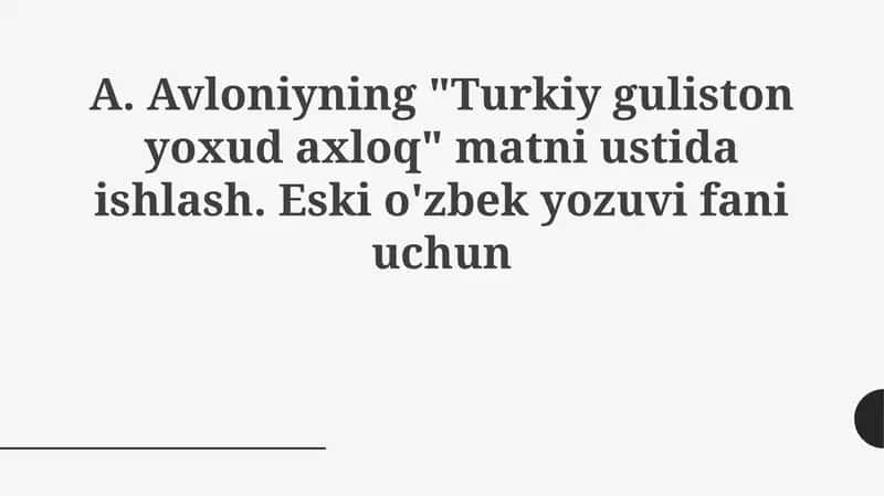 Turkiy Guliston yoxud axloq