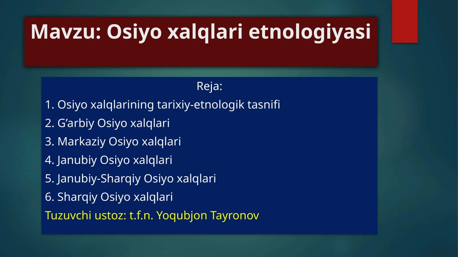 Osiyo xalqlari etnologiyasi