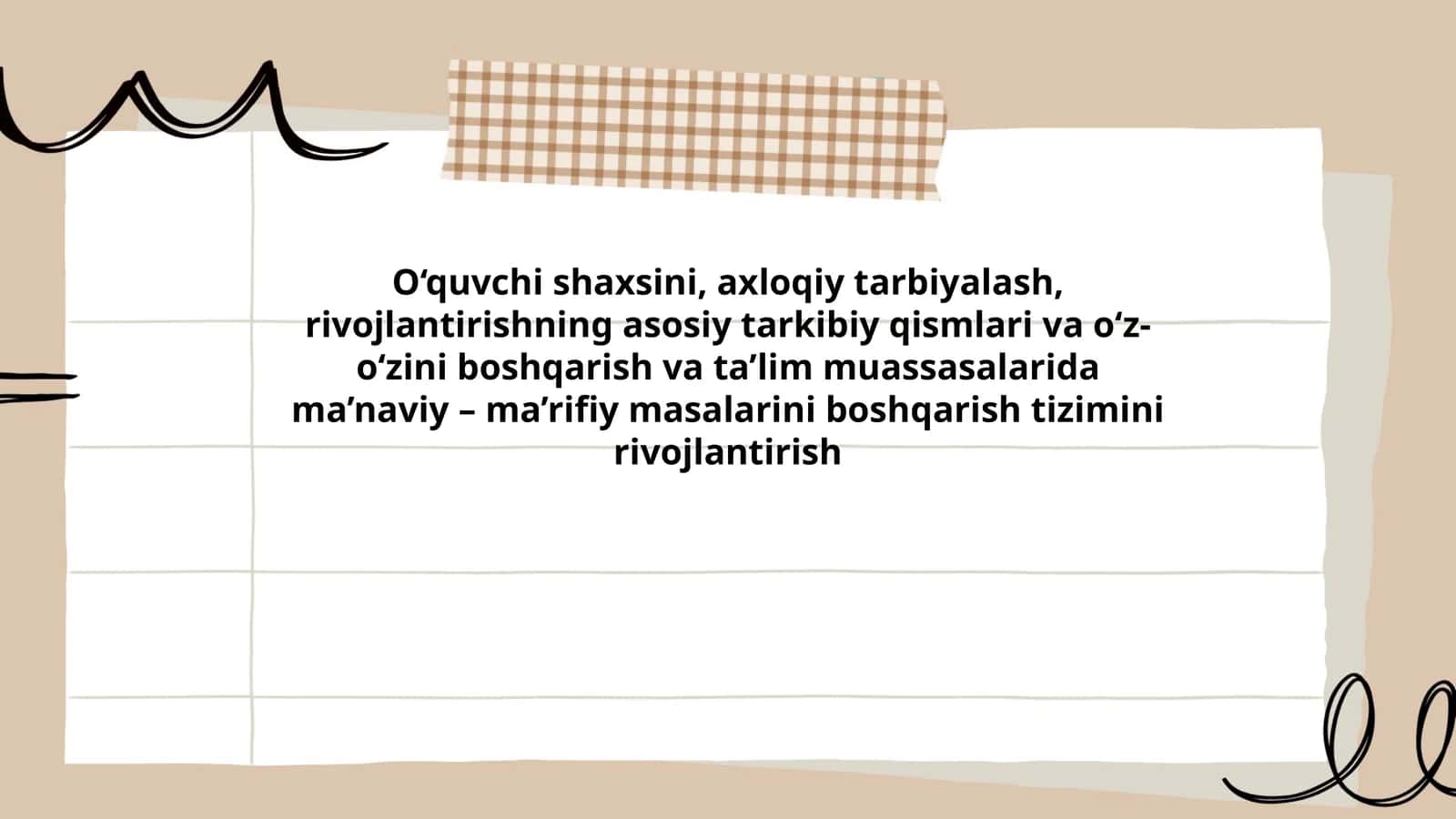 O‘quvchi shaxsini, axloqiy tarbiyalash, rivojlantirish tizimi