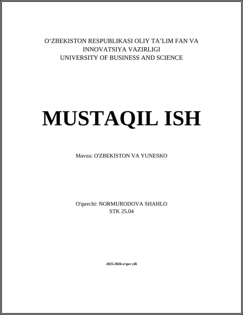 O'ZBEKISTON VA YUNESKO