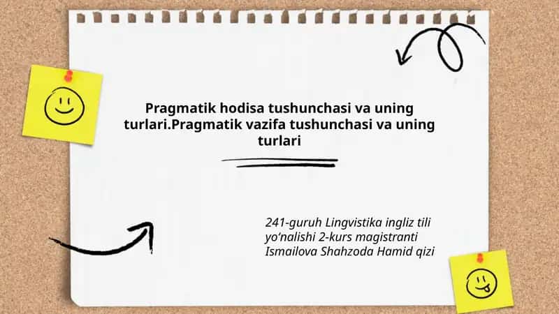 Pragmatik hodisa tushunchasi va uning turlari