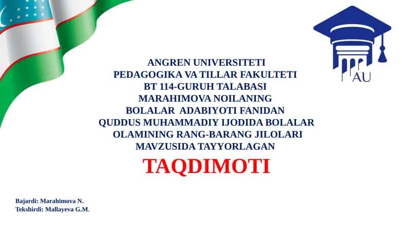 Quddus Muhammadiy Ijodida Bolalar Olamining Rang-Barang Jilolari Taqdimoti