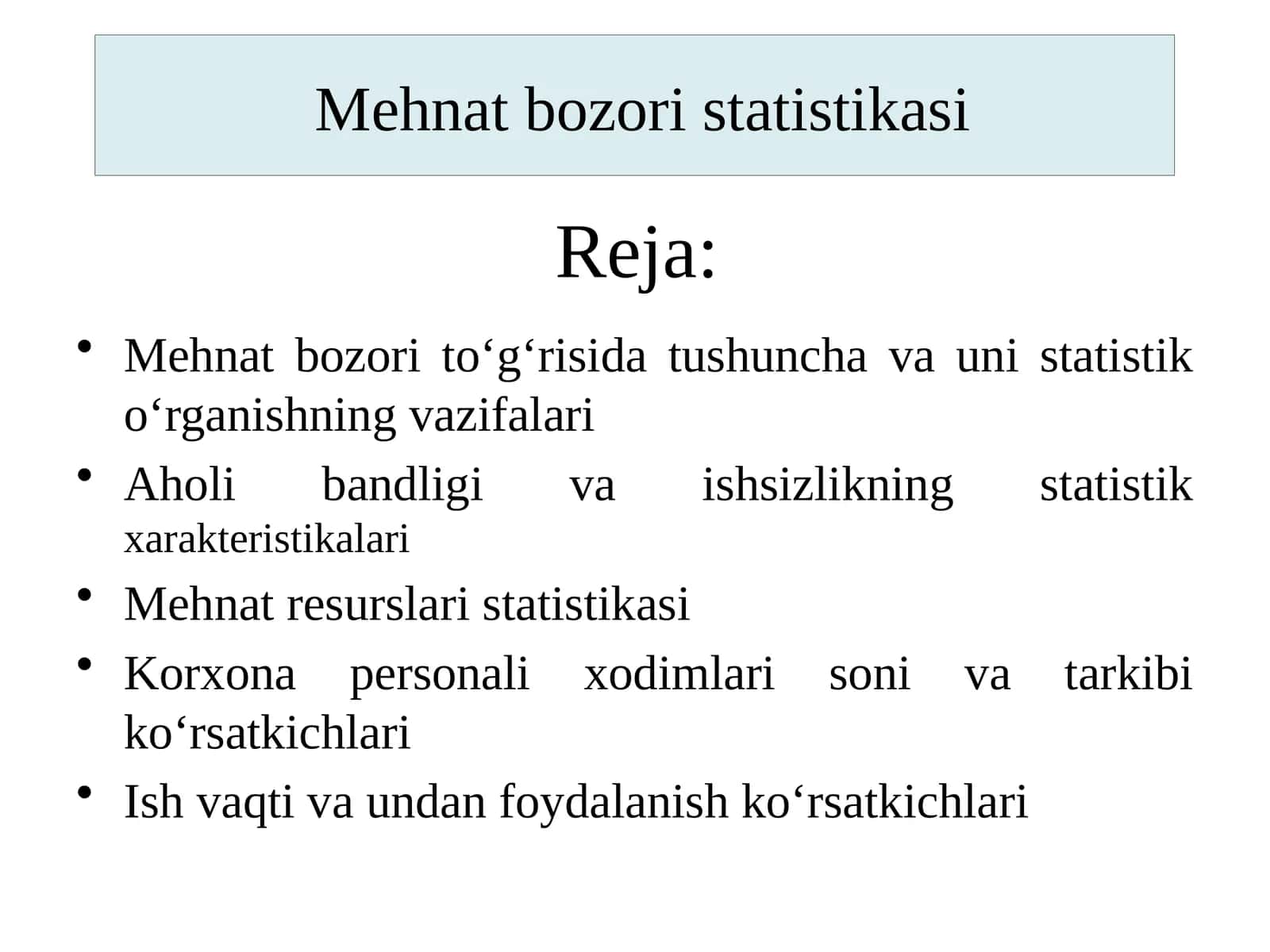 Mehnat bozori statistikasi