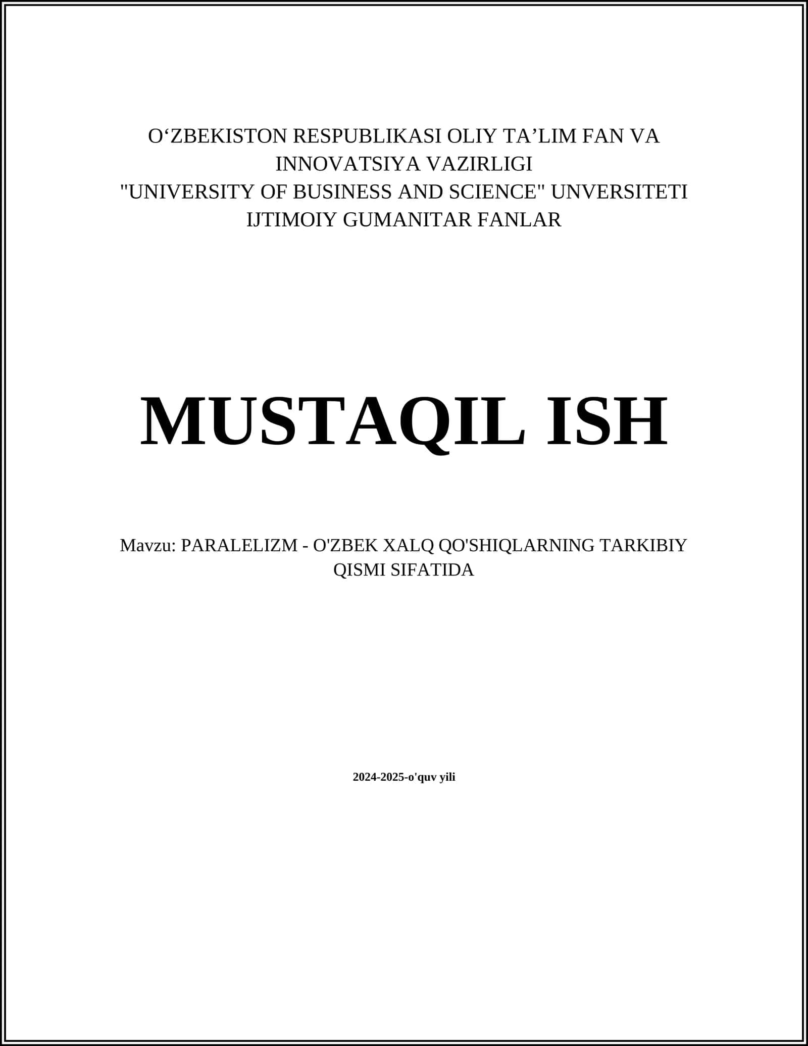 PARALELIZM - O'ZBEK XALQ QO'SHIQLARNING TARKIBIY QISMI SIFATIDA