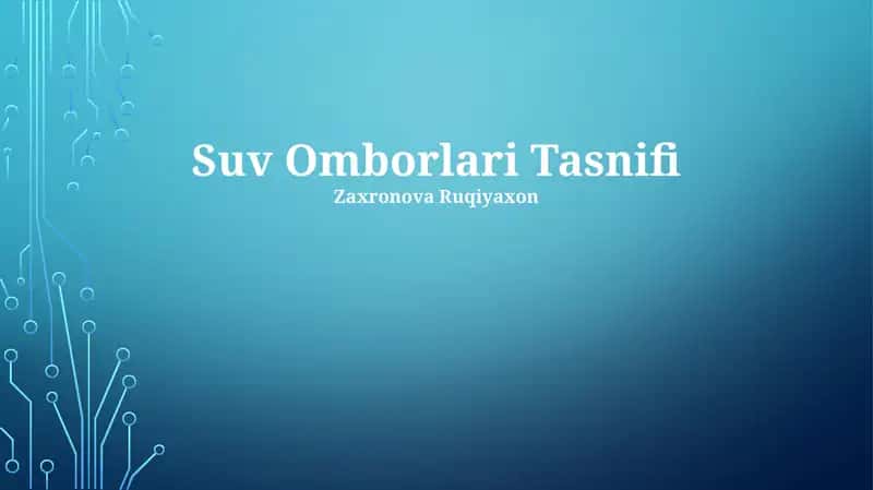 Suv Omborlari Tasnifi