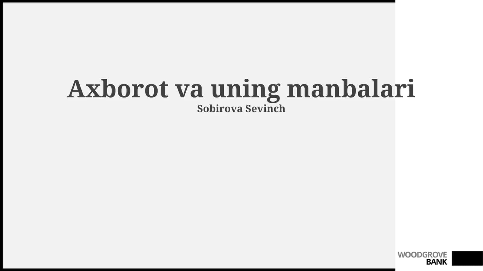 Axborot va uning manbalari