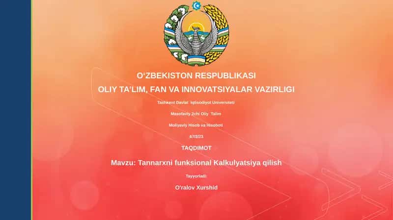 Tannarxni funksional Kalkulyatsiya qilish
