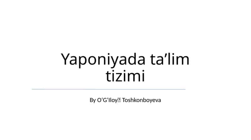 Yaponiyada taʼlim tizimi