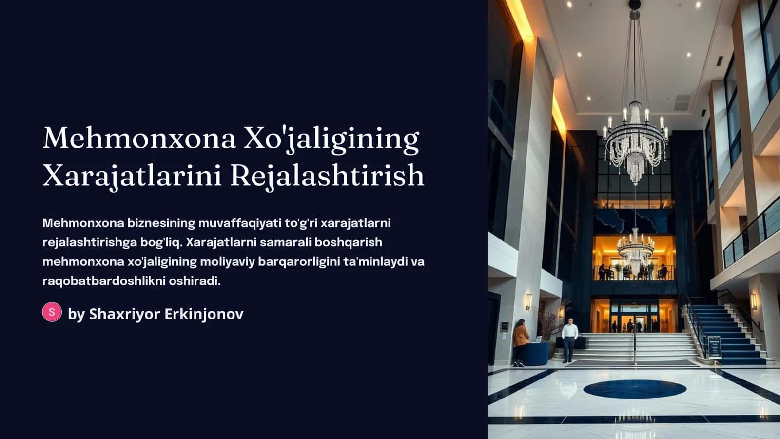 Mehmonxona Xo'jaligining Xarajatlarini Rejalashtirish