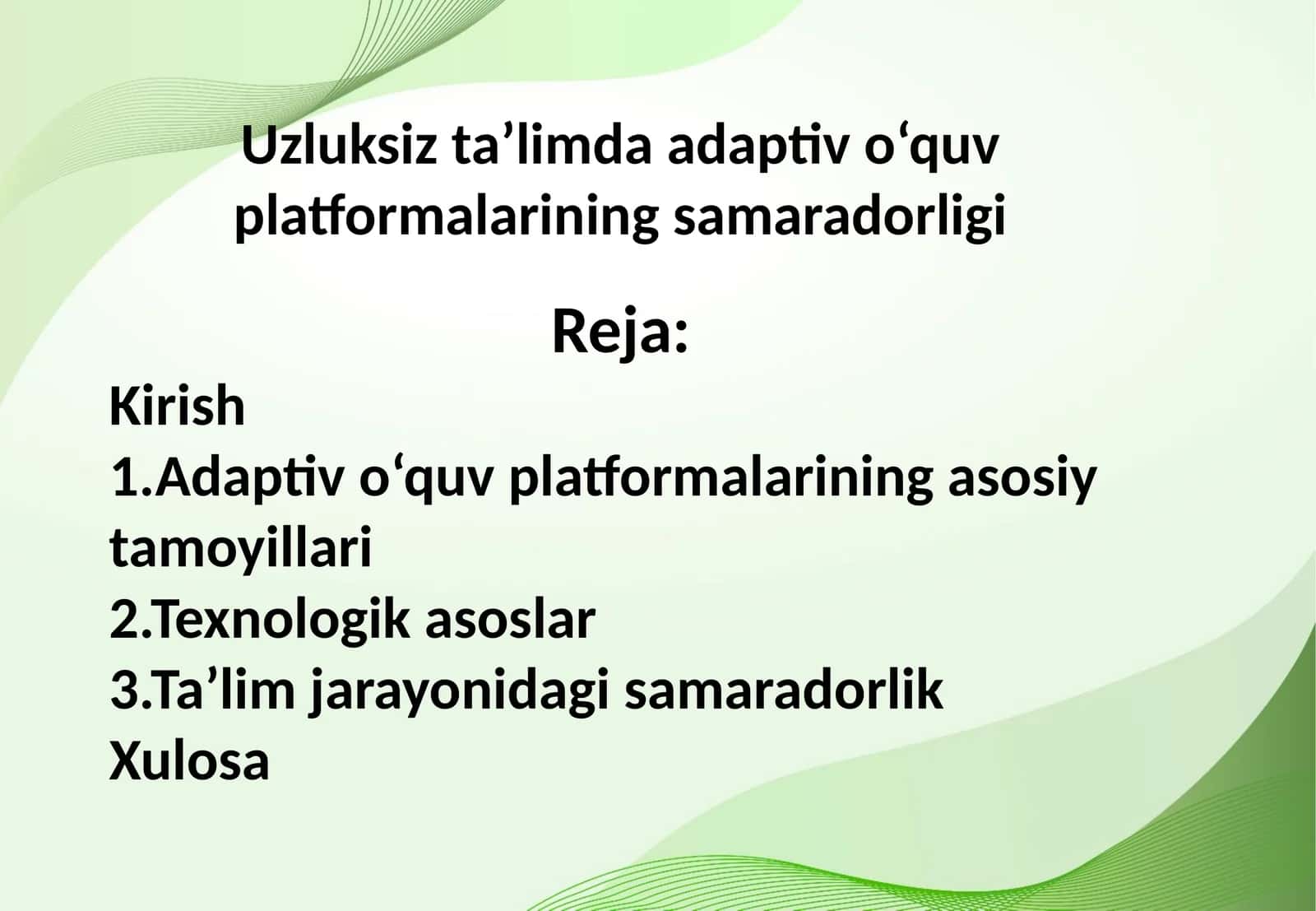 Uzluksiz ta’limda adaptiv o‘quv platformalarining samaradorligi