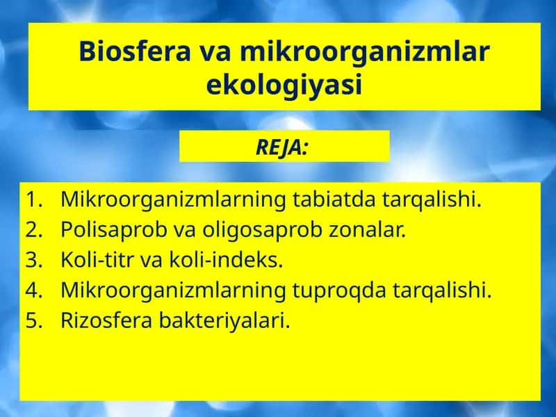 Mikroorganizmlarning tabiatda tarqalishi
