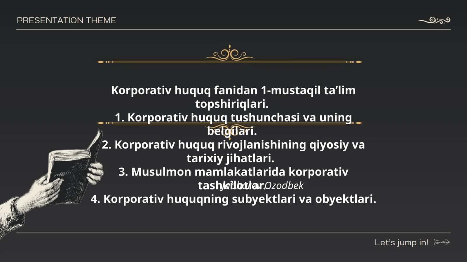 Korporativ huquq ta’lim topshiriqlari
