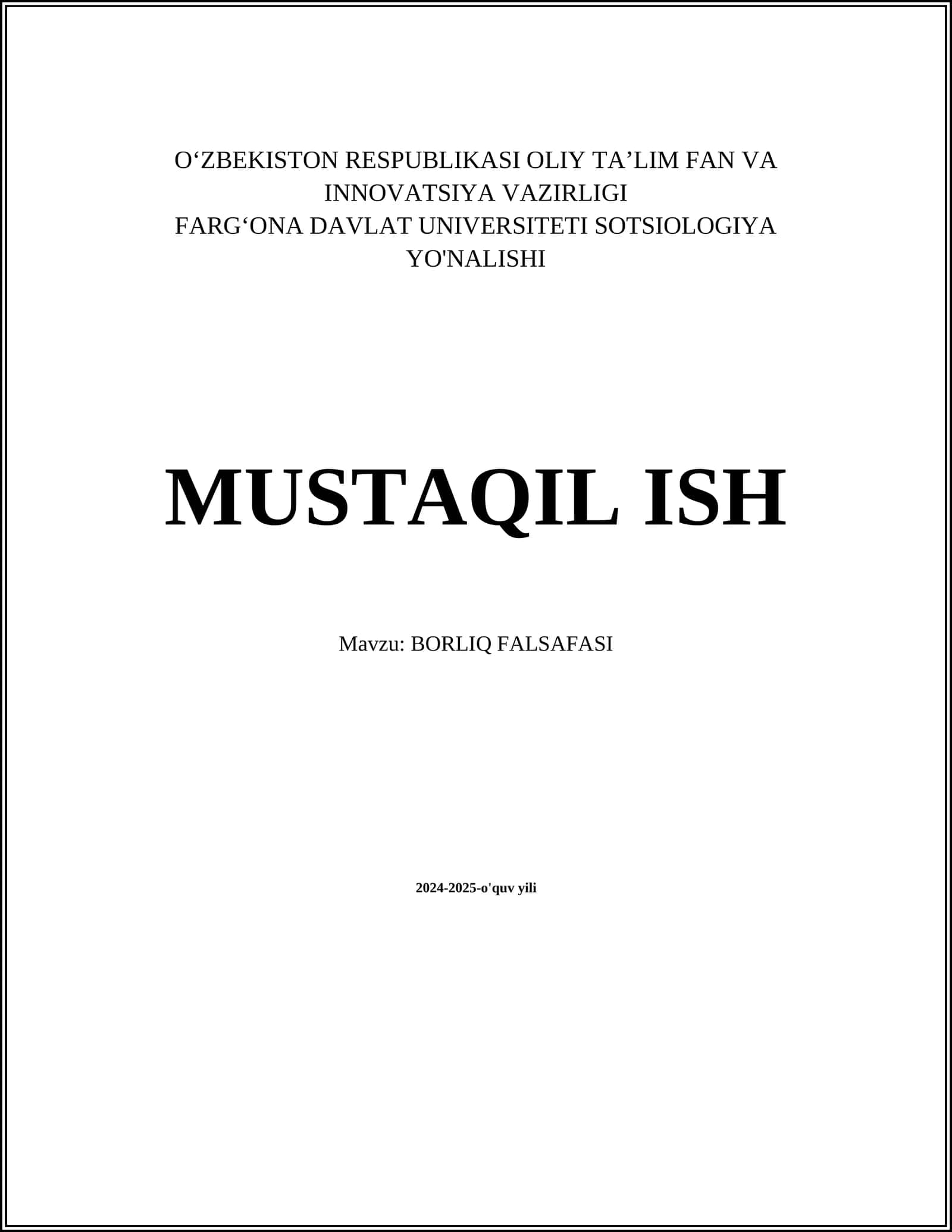BORLIQ FALSAFASI