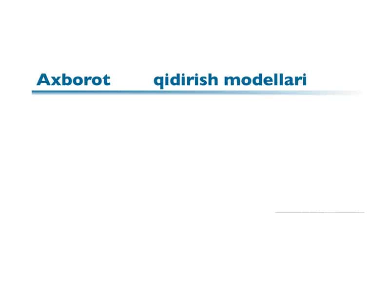 Axborot qidirish modellari