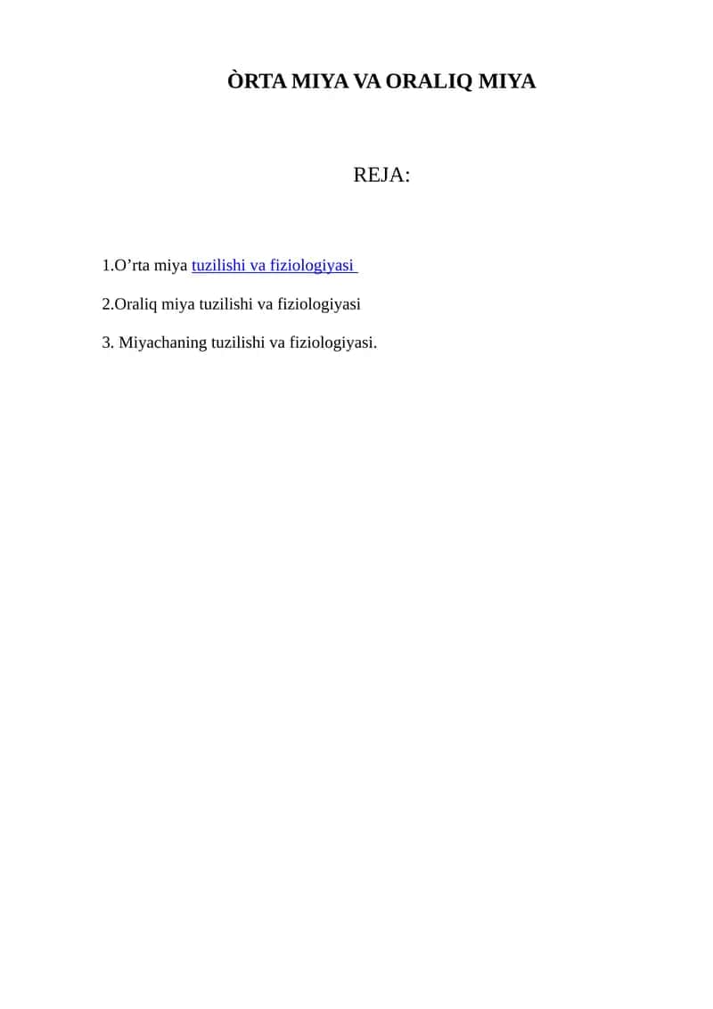O'rta miya va oraliq miya