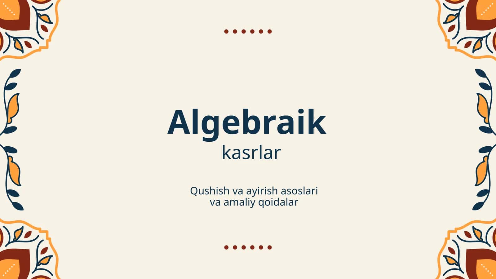 Algebraik kasrlar