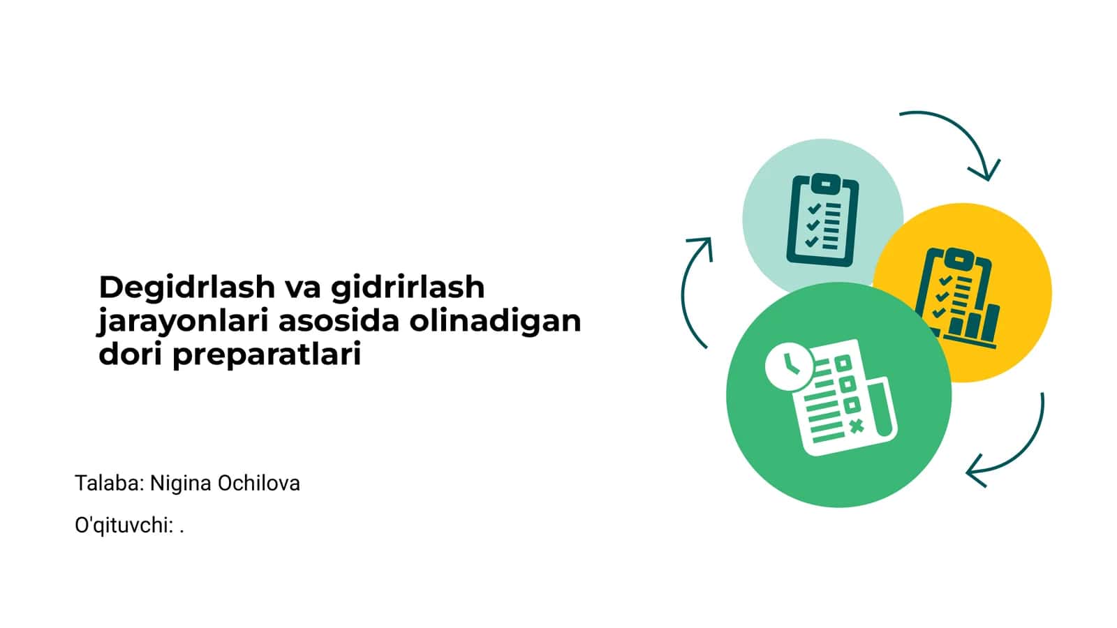 Degidrlash va gidrirlash jarayonlari asosida olinadigan dori preparatlari