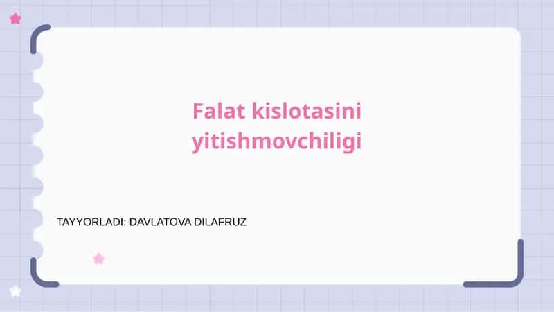 Folat kislotasini yitishmovchiligi